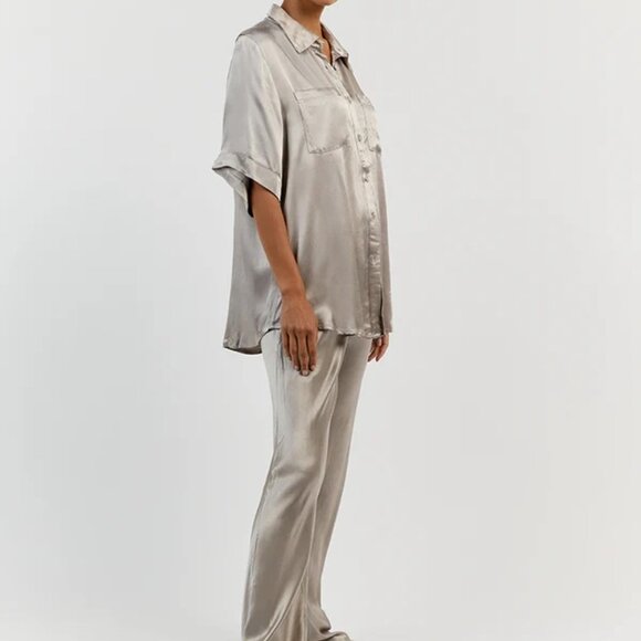 NWT DISSH Simone Pewter Satin Bias Cut Pants - Picture 3 of 5